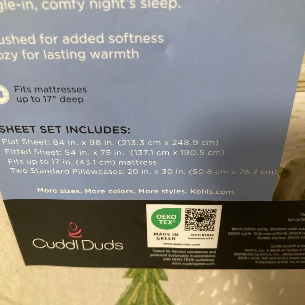 Cuddl Duds Brushed Cotton Full‎ Sheet Set In Bag Snowmen NIP